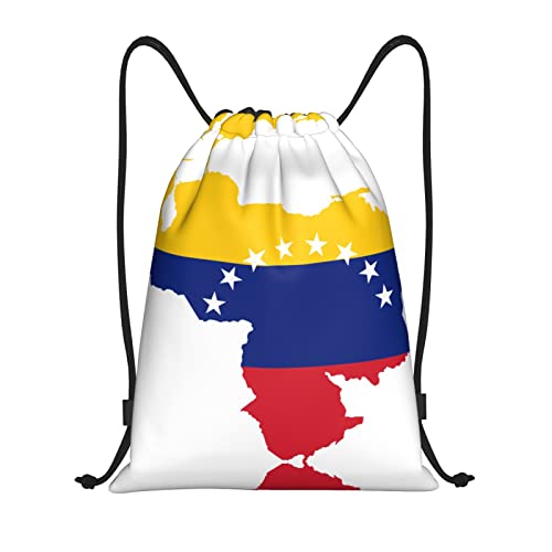 KIDINN Venezuela-Flaggen-Druck-Taschen,verstellbare Kordelzug-Tasche, Schwarz, Medium von KIDINN