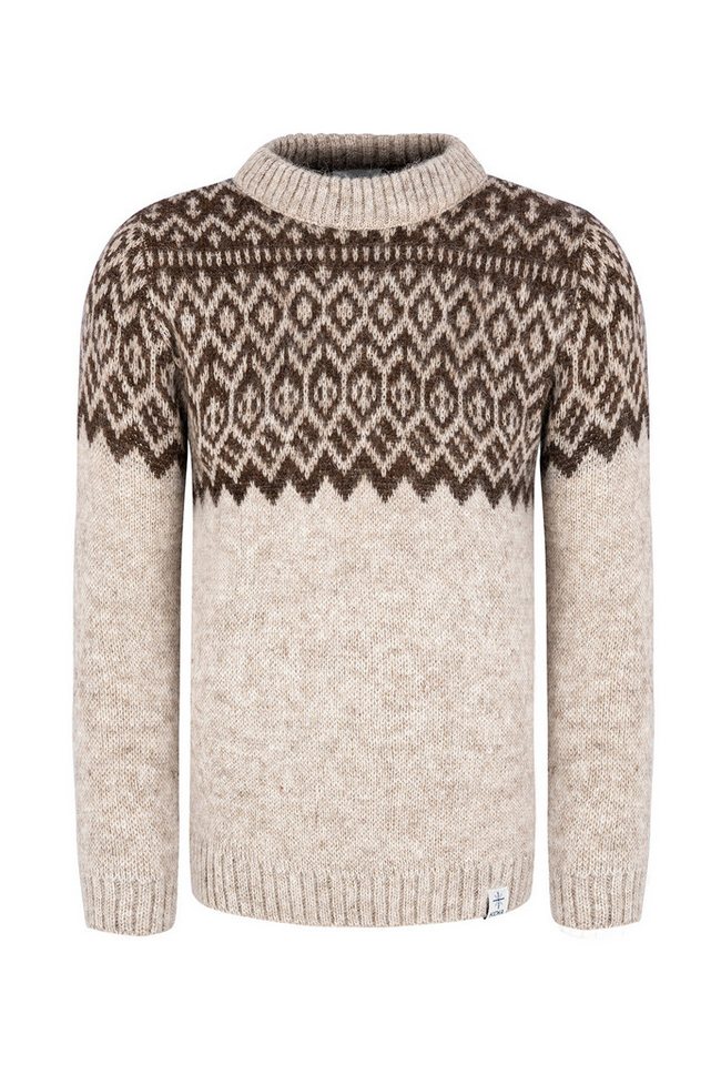 KIDKA Wollpullover Isländischer Strickpullover für Damen / Herren - Farbe beige / braun - aus rauer isländischer Wolle von KIDKA