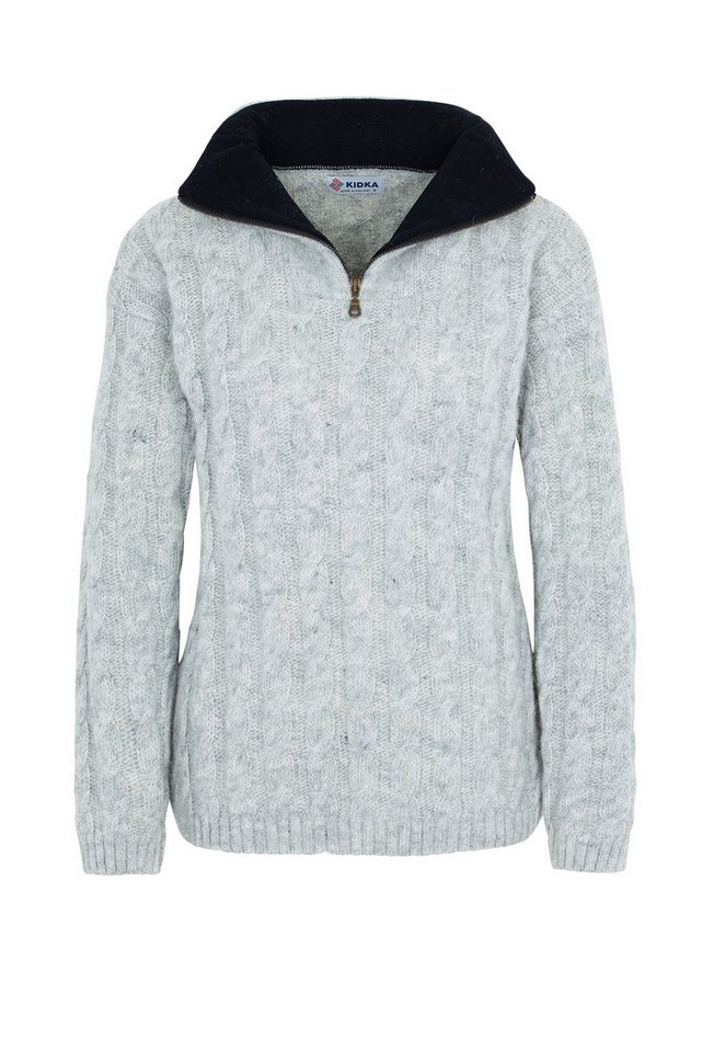 KIDKA Wollpullover - Zopfmusterpullover aus Schafwolle für Damen / Herren - hellgrau - aus rauer isländischer Wolle von KIDKA