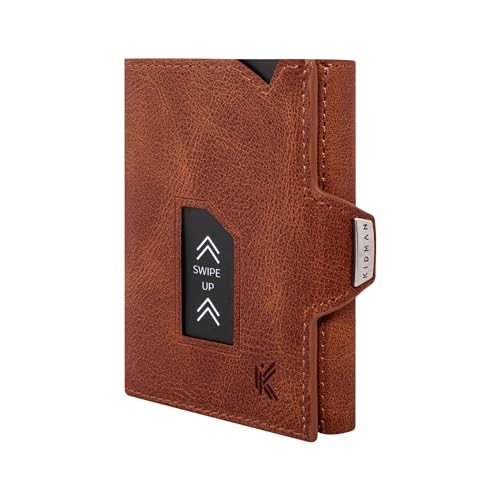 KIDMAN Apollo I Echtleder Slim Wallet mit Münzfach I Kleines Portemonnaie für Herren mit RFID I Kompaktes Portmonee I Mini Geldbörse für Männer I Kreditkartenetui für bis zu 11 Karten I Braun von KIDMAN