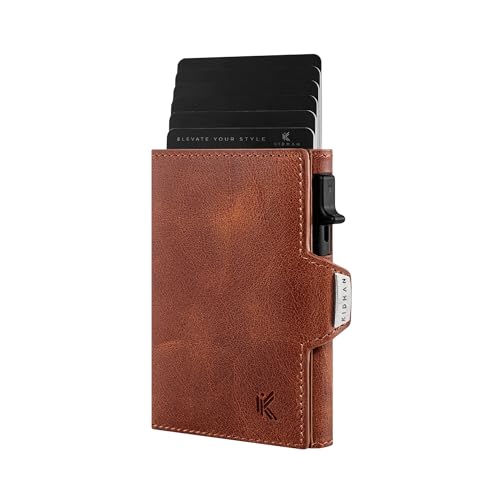 KIDMAN Phoenix I Echtleder Slim Wallet mit Alucase und Münzfach I Portmonee mit RFID I Kreditkartenetui mit Kartenhalter I Mini Geldbörse für Männer I Kartenetui für bis zu 7 Karten I Braun von KIDMAN