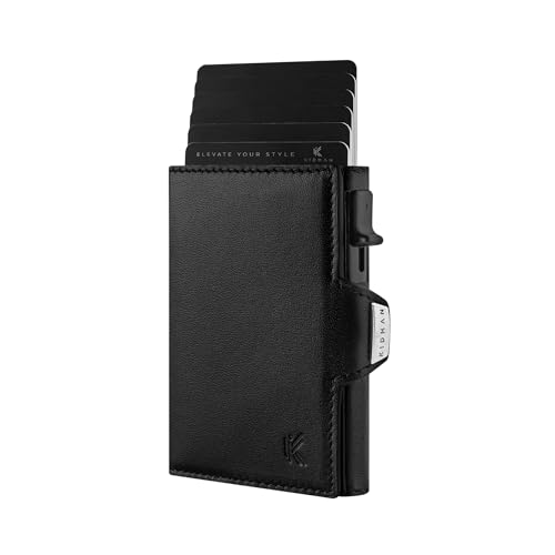 KIDMAN Phoenix I Echtleder Slim Wallet mit Alucase und Münzfach I Portmonee mit RFID I Kreditkartenetui mit Kartenhalter I Mini Geldbörse für Männer I Kartenetui für bis zu 7 Karten I Schwarz von KIDMAN