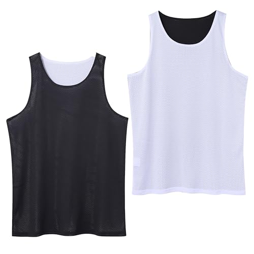 KIDMAU Herren Reversible Basketball Jersey Blank Mesh Jersey Team Basketball Uniformen Sport Shirts S-XXL, Schwarz-Weiß, Mittel KIDMAU Herren Reversible Basketball Jersey Blank Mesh Jersey Team Basketball Uniformen Sport Shirts S-XXL, Schwarz-Weiß, Mittel von KIDMAU