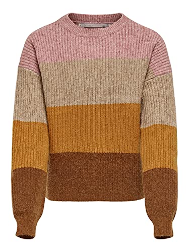 KIDS ONLY Girl's KOGSANDY L/S Stripe Pullover KNT NOOS Strickpullover, Dusty Rose/Stripes:Pumice Stone Mel/Pumpkin Spice Mel/Tortoise Shell, 110/116 von ONLY