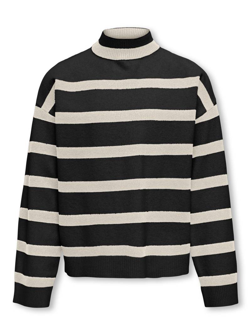 KIDS ONLY - KOGAMA LS STRIPE LOOSE HIGHNECK KNT black von KIDS ONLY