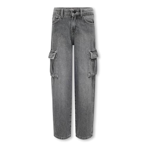 KIDS ONLY Mädchen Kogharmony Wide Crgo Carrot Azg414 Noos Hose, Dark Grey Denim, 164 EU von KIDS ONLY