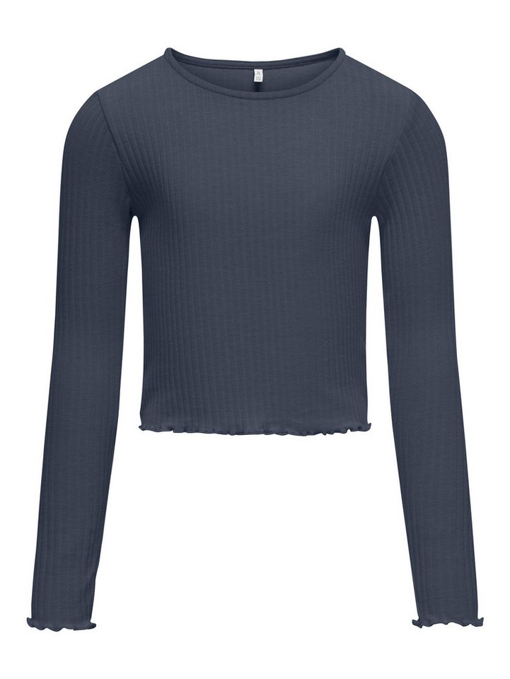 KIDS ONLY Langarmshirt KOGNELLA L/S O-NECK TOP JRS NOOS in kurzer Form und mit süßen Wellenkanten am Saum von KIDS ONLY