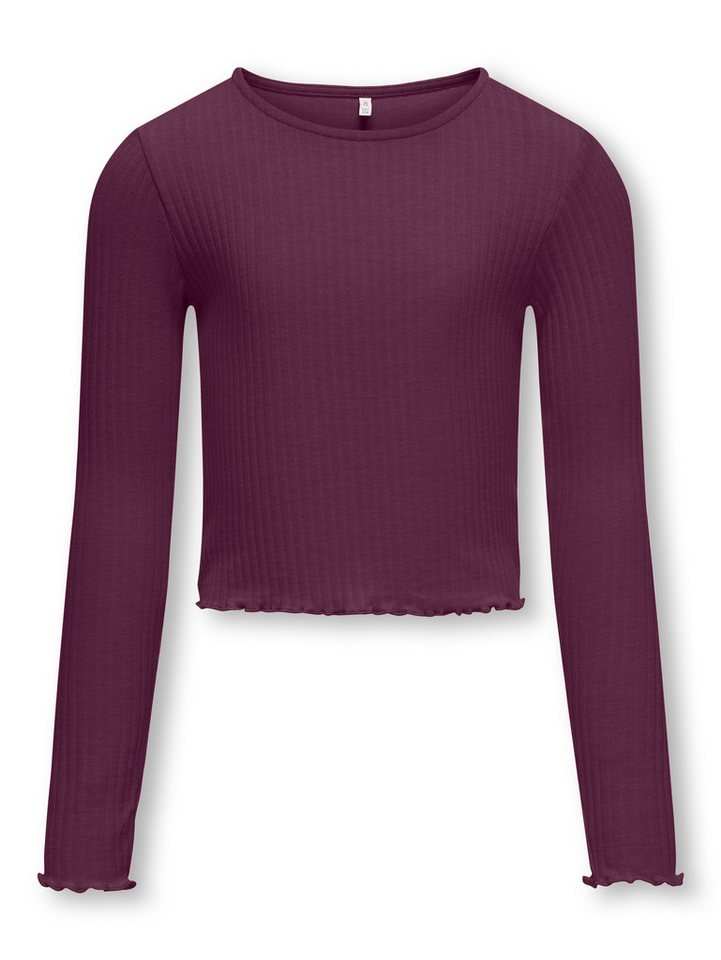 KIDS ONLY Langarmshirt KOGNELLA L/S O-NECK TOP JRS NOOS in kurzer Form und mit süßen Wellenkanten am Saum von KIDS ONLY