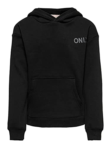 KIDS ONLY Mädchen Kogevery Life Small Logo Hoodie Pnt Noos Kapuzenpullover, Black/Print:tone in Tone, 140 EU von ONLY