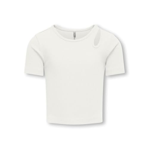 KIDS ONLY Mädchen Kognessa S/S Cut Out Top Box JRS Noos T-Shirts, Cloud Dancer/Detail:Shoulder Cut Out, 134-140 EU von KIDS ONLY