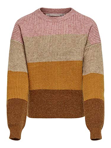 KIDS ONLY Mädchen Kogsandy L/S Stripe Knt Noos Pullover, Dusty Rose/Stripes:pumice Stone Mel/Pumpkin Spice Mel/Tortoise Shell, 134 EU von ONLY