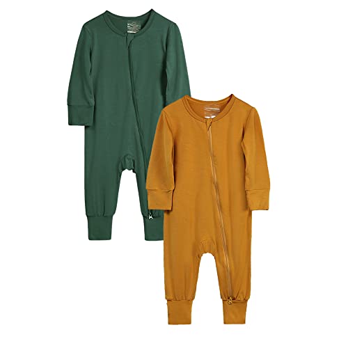 KIDS TALES 2-Pack Baby Reißverschluss Strampler PJS Baby Langarm Jammies Body Anzug Kleinkind Bambus Rayon Footed Jumpsuit Pyjamas von KIDS TALES