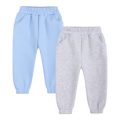 KIDS TALES 2-Pack Kinder Jogginghose gebürstetem Fleece Jugendliche Sporthose aus Baumwolle Kinder Feste Sport-Joggerhose mit elastischer Taille von KIDS TALES