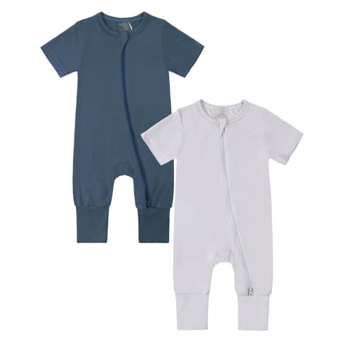 KIDS TALES 2er-Pack Baby Bambus Viskose Pyjamas Einteiler Kleinkind Kurzarm Fußlose Nachtwäsche 2 Wege Reißverschluss Strampler PJS KIDS TALES 2er-Pack Baby Bambus Viskose Pyjamas Einteiler Kleinkind Kurzarm Fußlose Nachtwäsche 2 Wege Reißverschluss Strampler PJS von KIDS TALES