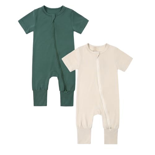 KIDS TALES 2er-Pack Baby Bambus Viskose Pyjamas Einteiler Kleinkind Kurzarm Fußlose Nachtwäsche 2 Wege Reißverschluss Strampler PJS KIDS TALES 2er-Pack Baby Bambus Viskose Pyjamas Einteiler Kleinkind Kurzarm Fußlose Nachtwäsche 2 Wege Reißverschluss Strampler PJS von KIDS TALES