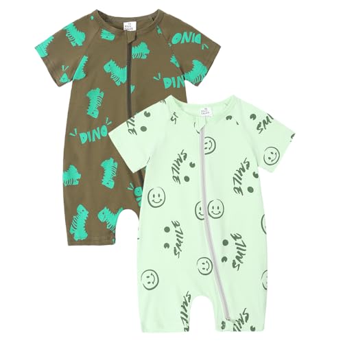 KIDS TALES 2er-Pack Baby Kurzarm Strampler PJS Kleinkind Sommer 2 Wege Reißverschluss Grafik Jumpsuits Pyjamas KIDS TALES 2er-Pack Baby Kurzarm Strampler PJS Kleinkind Sommer 2 Wege Reißverschluss Grafik Jumpsuits Pyjamas von KIDS TALES