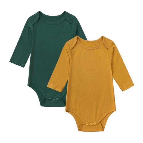 KIDS TALES 2er-Pack Baby Strampler Langarm-Bodys Kleinkind Jungen oder Mädchen Bambus-Viskose-Unterhemden (0-24 Monate) von KIDS TALES
