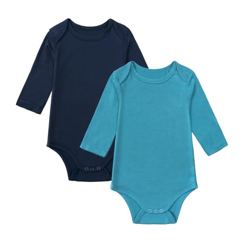 KIDS TALES 2er-Pack Baby Strampler Langarm-Bodys Kleinkind Jungen oder Mädchen Bambus-Viskose-Unterhemden (0-24 Monate) von KIDS TALES