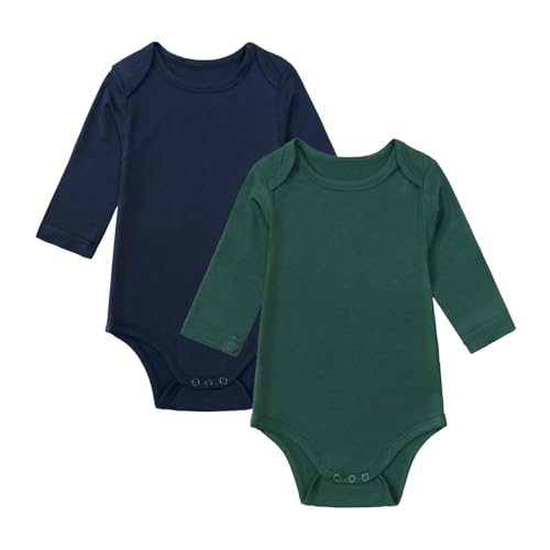 KIDS TALES 2er-Pack Baby Strampler Langarm-Bodys Kleinkind Jungen oder Mädchen Bambus-Viskose-Unterhemden (0-24 Monate) von KIDS TALES