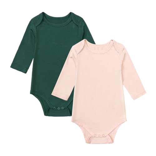KIDS TALES 2er-Pack Baby Strampler Langarm-Bodys Kleinkind Jungen oder Mädchen Bambus-Viskose-Unterhemden (0-24 Monate) von KIDS TALES