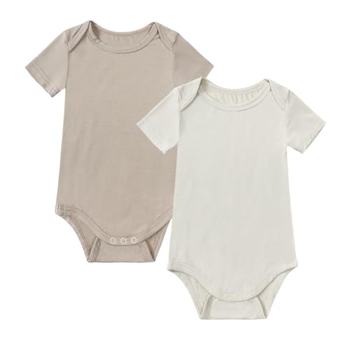KIDS TALES 2er-Pack Neugeborenes Baby Strampler Body Weste Säugling Kleinkind Bambus Viskose Kurzarm Bodys (0-24 Monate) von KIDS TALES