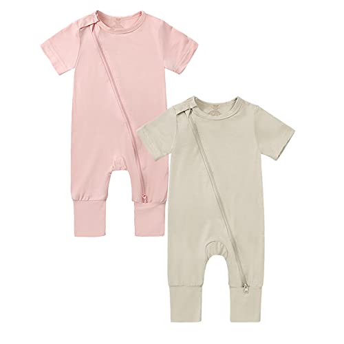 KIDS TALES 2er-Pack Säugling Baby Strampler Pyjamas Weiche Bambus Viskose Kurzarm Reißverschluss Jumpsuits Kleinkind Nachtwäsche KIDS TALES 2er-Pack Säugling Baby Strampler Pyjamas Weiche Bambus Viskose Kurzarm Reißverschluss Jumpsuits Kleinkind Nachtwäsche von KIDS TALES