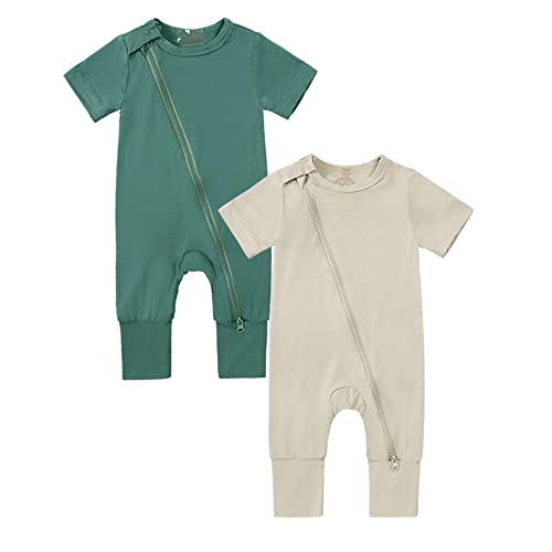KIDS TALES 2er-Pack Säugling Baby Strampler Pyjamas Weiche Bambus Viskose Kurzarm Reißverschluss Jumpsuits Kleinkind Nachtwäsche KIDS TALES 2er-Pack Säugling Baby Strampler Pyjamas Weiche Bambus Viskose Kurzarm Reißverschluss Jumpsuits Kleinkind Nachtwäsche von KIDS TALES