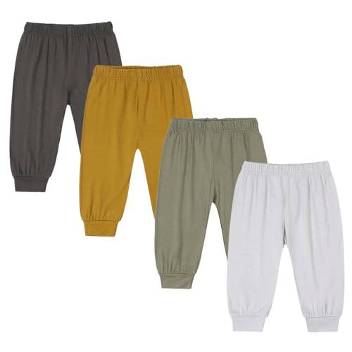 KIDS TALES 4er-Pack Baby-Jogginghose Hochwertige Bambus-Viskose-Hose Kleinkind-Multipack-Unterteile Babybekleidung von KIDS TALES