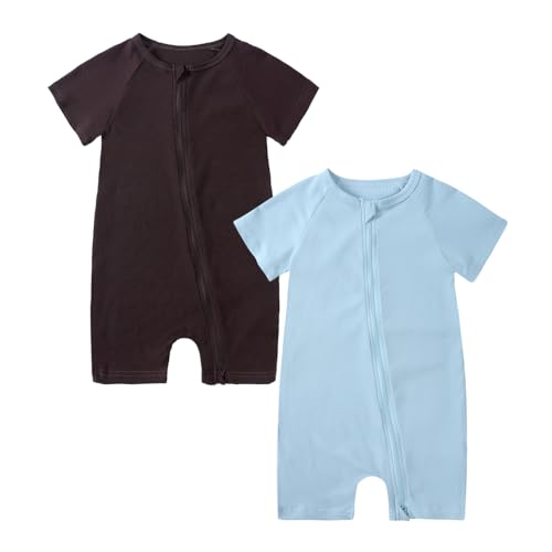 KIDS TALES Baby Bambus Fußloser Pyjama Strampler 2er-Pack Säugling Rayon Sleeper Overall Kleinkind Kurzarm Reißverschluss Schlafanzug KIDS TALES Baby Bambus Fußloser Pyjama Strampler 2er-Pack Säugling Rayon Sleeper Overall Kleinkind Kurzarm Reißverschluss Schlafanzug von KIDS TALES