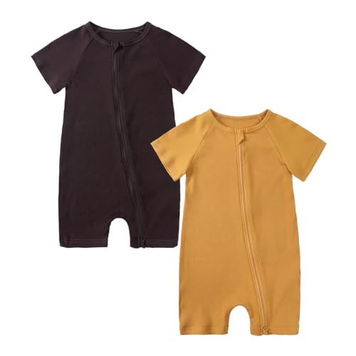 KIDS TALES Baby Bambus Fußloser Pyjama Strampler 2er-Pack Säugling Rayon Sleeper Overall Kleinkind Kurzarm Reißverschluss Schlafanzug KIDS TALES Baby Bambus Fußloser Pyjama Strampler 2er-Pack Säugling Rayon Sleeper Overall Kleinkind Kurzarm Reißverschluss Schlafanzug von KIDS TALES