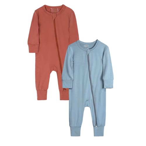 KIDS TALES Baby Bambus Viskose Reißverschluss Strampler PJS 2er-Pack Säugling Langarm Pullover Jammies Kleinkind Füße Bodys Pyjama KIDS TALES Baby Bambus Viskose Reißverschluss Strampler PJS 2er-Pack Säugling Langarm Pullover Jammies Kleinkind Füße Bodys Pyjama von KIDS TALES