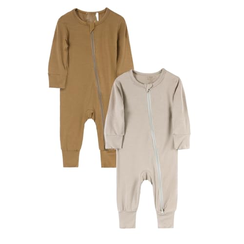 KIDS TALES Baby Bambus Viskose Reißverschluss Strampler PJS 2er-Pack Säugling Langarm Pullover Jammies Kleinkind Füße Bodys Pyjama von KIDS TALES