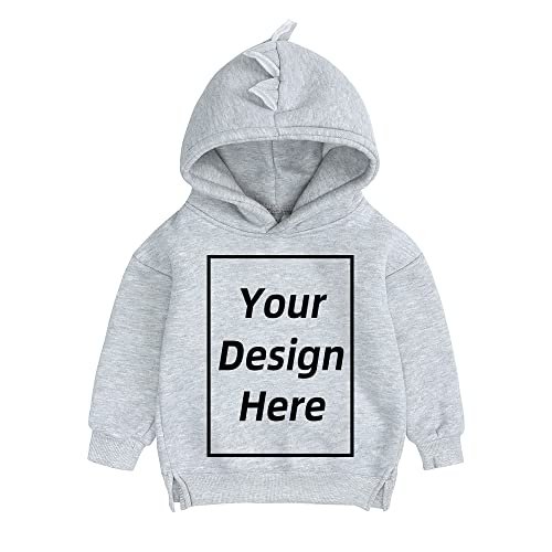 KIDS TALES Baby Boys Girls Custom personalisierte Kapuzensweatshirts Fügen Sie Ihr eigenes Textbild-Design hinzu Dinosaurier-Hoodies anpassen von KIDS TALES