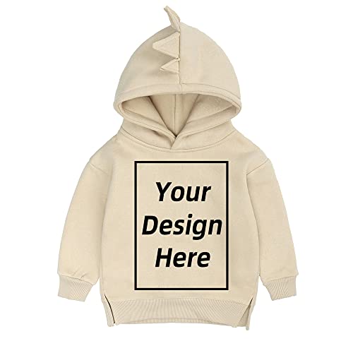 KIDS TALES Baby Boys Girls Custom personalisierte Kapuzensweatshirts Fügen Sie Ihr eigenes Textbild-Design hinzu Dinosaurier-Hoodies anpassen von KIDS TALES