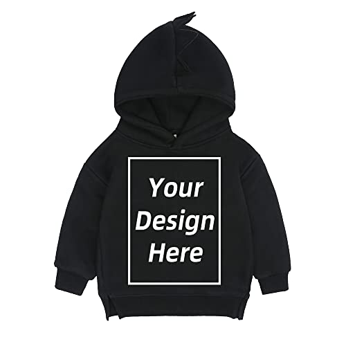 KIDS TALES Baby Boys Girls Custom personalisierte Kapuzensweatshirts Fügen Sie Ihr eigenes Textbild-Design hinzu Dinosaurier-Hoodies anpassen von KIDS TALES