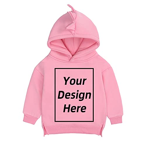 KIDS TALES Baby Boys Girls Custom personalisierte Kapuzensweatshirts Fügen Sie Ihr eigenes Textbild-Design hinzu Dinosaurier-Hoodies anpassen von KIDS TALES