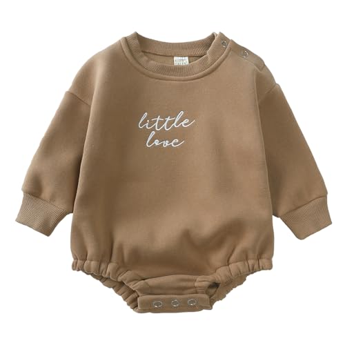 KIDS TALES Baby Bubble Strampler Sweatshirt Kleinkind Herbst Winter Thermisch Dickes Fleece Baumwolle Langarm Bodys Einteiler von KIDS TALES