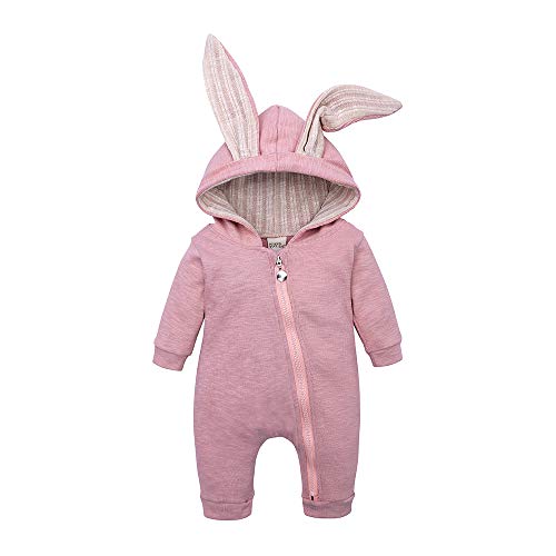 KIDS TALES Baby Kaninchen Ohr Mit Kapuze Reißverschluss Strampler Neugeborenes Baby Mit Kapuze Body Einteilige Outfits von KIDS TALES