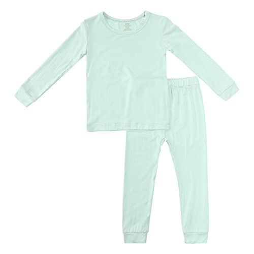 KIDS TALES Jungen Mädchen Pyjamas Set Solid Bamboo Rayon Long Sleeve Tops + Elastic Legging Hose Kleinkind Baby Jammies PJS 2PCS von KIDS TALES