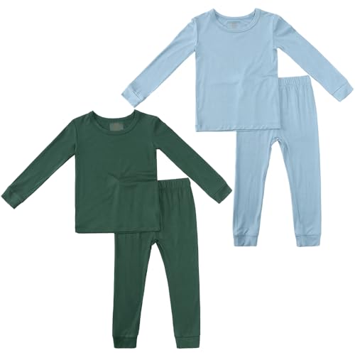 KIDS TALES Jungen Mädchen Pyjamas Set Viskose aus Bambus Solide Langarm Tops Elastische Leggings Hosen von KIDS TALES