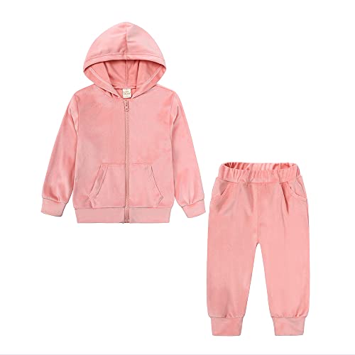 KIDS TALES Jungen Mädchen Samt Jogger Set Langarm Reißverschluss Hoodies Sweatshirts + Jogginghose Velour Trainingsanzug Outfits 2PCS von KIDS TALES