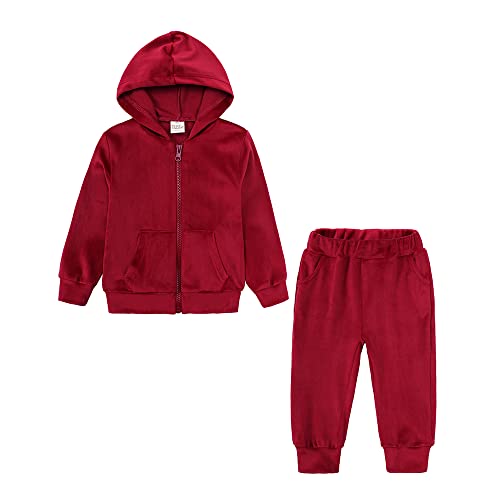 KIDS TALES Jungen Mädchen Samt Jogger Set Langarm Reißverschluss Hoodies Sweatshirts + Jogginghose Velour Trainingsanzug Outfits 2PCS von KIDS TALES