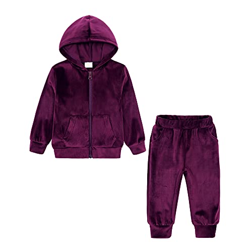 KIDS TALES Jungen Mädchen Samt Jogger Set Langarm Reißverschluss Hoodies Sweatshirts + Jogginghose Velour Trainingsanzug Outfits 2PCS von KIDS TALES