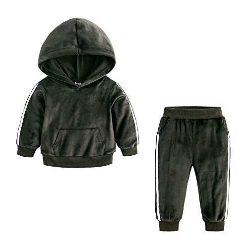 KIDS TALES Jungen Mädchen Samt Kapuzen Trainingsanzug 2 Stück Kinder Langarm Sweatshirt Top + Jogginghose Outfits Set von KIDS TALES