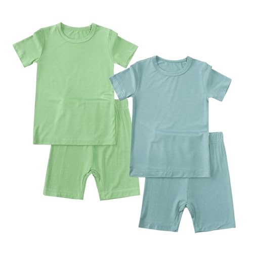 KIDS TALES Jungen Mädchen Sommer Pyjama Set Bambus Viskose Nachtwäsche 2PACK Kleinkind Kurzarm Nachtwäsche PJS 9 Monate - 7 Jahre von KIDS TALES