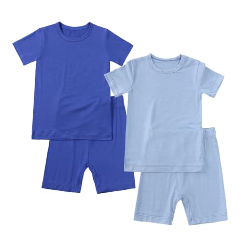 KIDS TALES Jungen Mädchen Sommer Pyjama Set Bambus Viskose Nachtwäsche 2PACK Kleinkind Kurzarm Nachtwäsche PJS 9 Monate - 7 Jahre von KIDS TALES