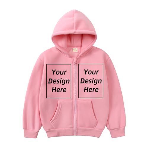 KIDS TALES Jungen Mädchen Sweatshirts mit Reißverschluss Fügen Sie Ihr Textfoto hinzu Passen Sie Hoodies an Gebürstete Fleecejacke von KIDS TALES
