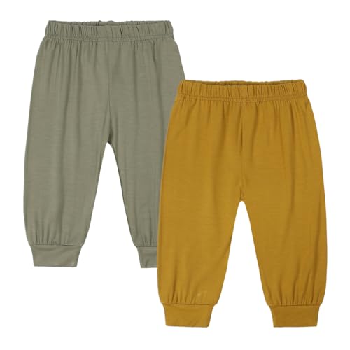 KIDS TALES Kleinkind Baby Jungen Mädchen Sommer Feste Bambus Viskose Harem Lange Hose 2er-Pack von KIDS TALES