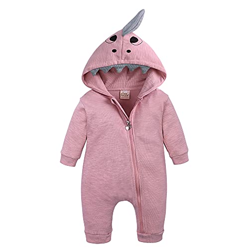 KIDS TALES Kleinkind Baby Shark Kapuzen Body Kleinkind Jungen Mädchen Langarm Reißverschluss Strampler Neugeborenen Baumwolle Overall Outfit von KIDS TALES