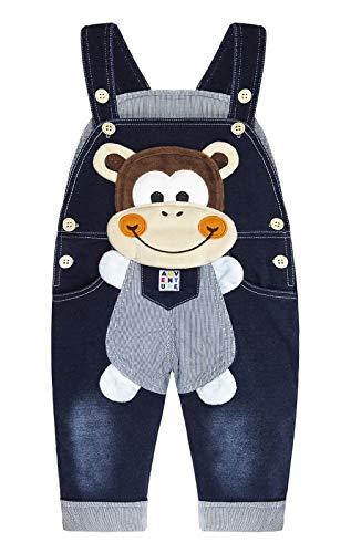 KIDSCOOL SPACE Baby-Denim-Latzhose, 3D niedliche Cartoon-Jeans-Latzhose,Blau,18-24 Monate von KIDSCOOL SPACE